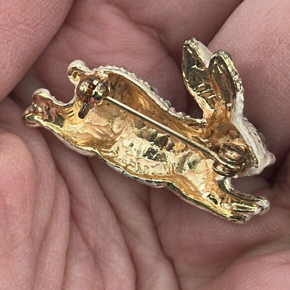 VTG Easter Rhinestone Pave Adorable Peter Cottontail Bunny Brooch - Picture 4 of 11